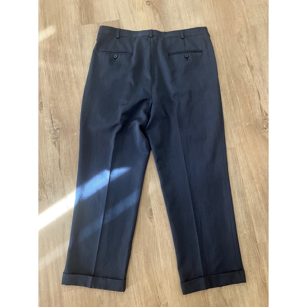 Perry Ellis Portfolio Mens Pleated Dress Pants Dark Gray Cuffed 34x28 - Picture 2 of 4